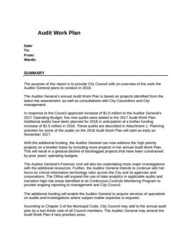 10+ Audit Work Plan Templates In Pdf | Doc | Free & Premium Templates Inside Accounting Firm Business Plan Template