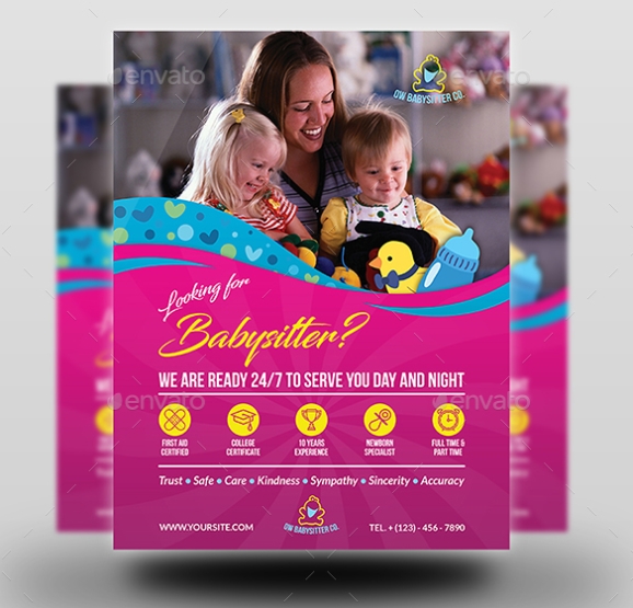 10 Beautiful Babysitting Flyer Templates | Utemplates Inside Babysitter Flyer Template