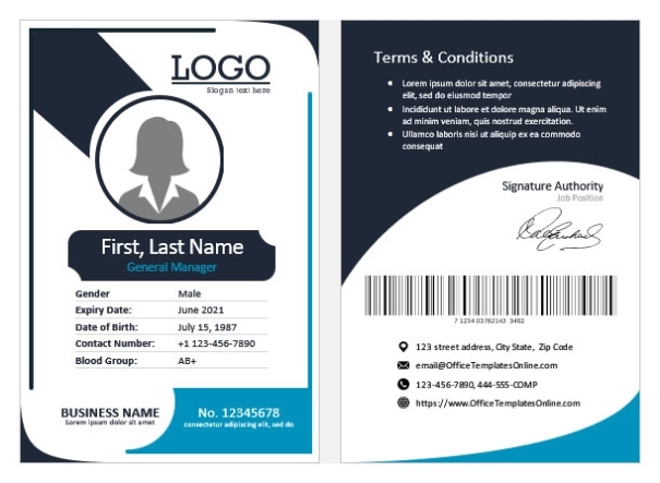10+ Business Id Card &amp; Employee Badge Templates For Ms Word inside Id Card Template For Microsoft Word