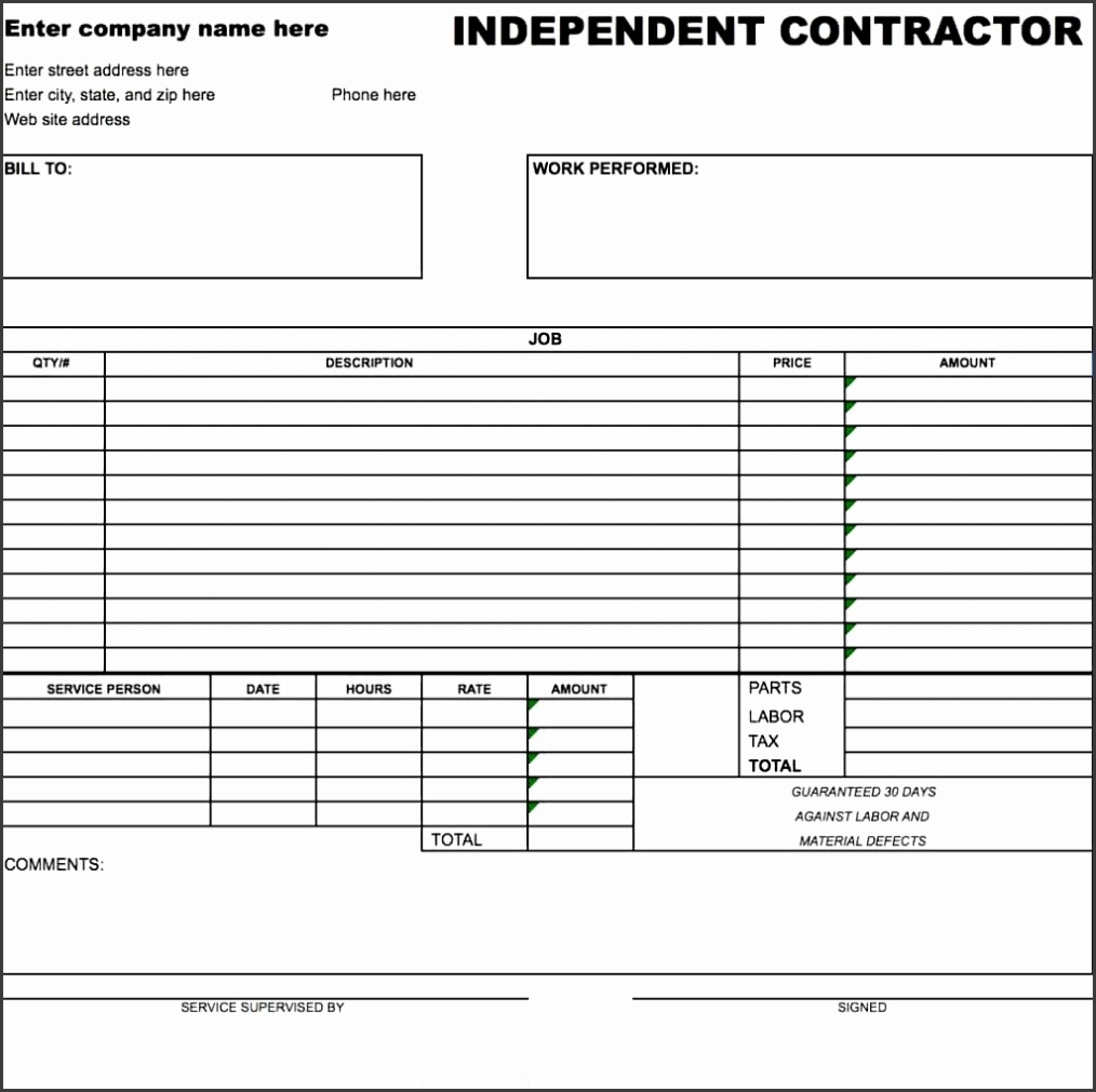 10 Contractor Invoice Template Easy To Edit – Sampletemplatess – Sampletemplatess Regarding Contractors Invoices Free Templates