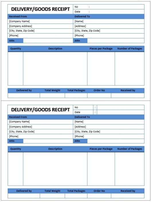 10 Free Sample Goods Delivery Receipt Templates - Printable Samples With Regard To Proof Of Delivery Template Word