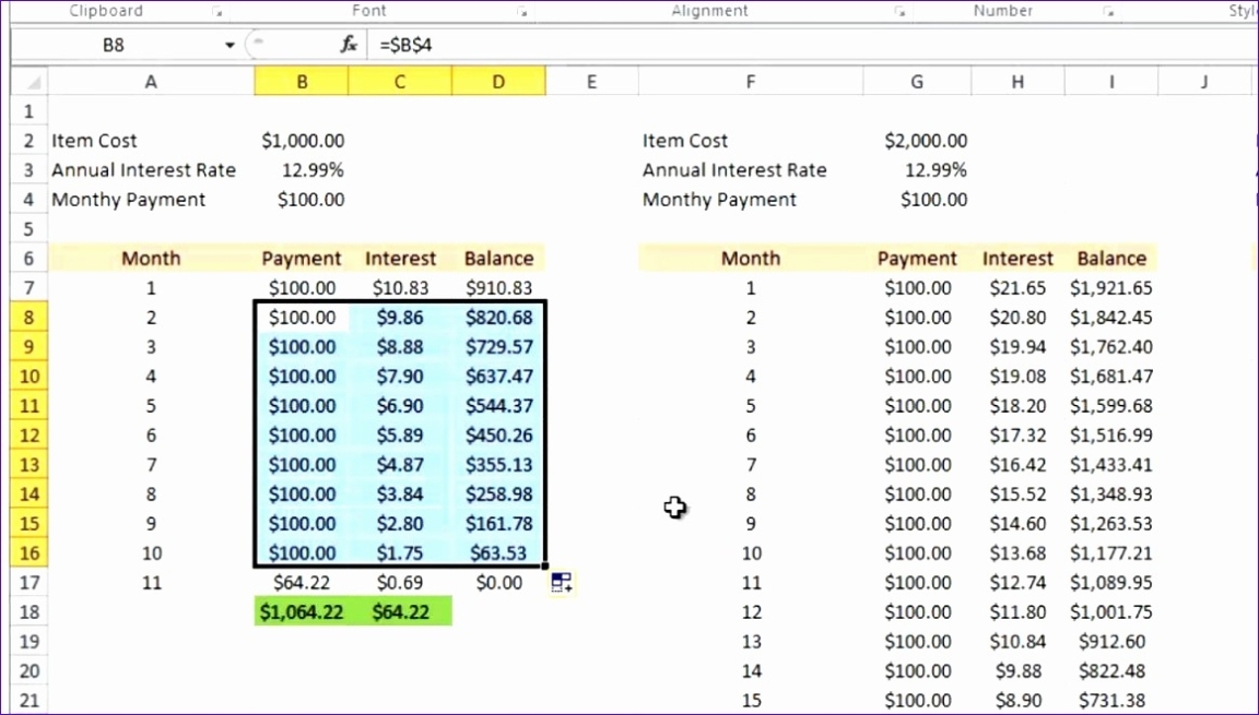 10 Monthly Payment Excel Template – Excel Templates Intended For Credit Card Interest Calculator Excel Template