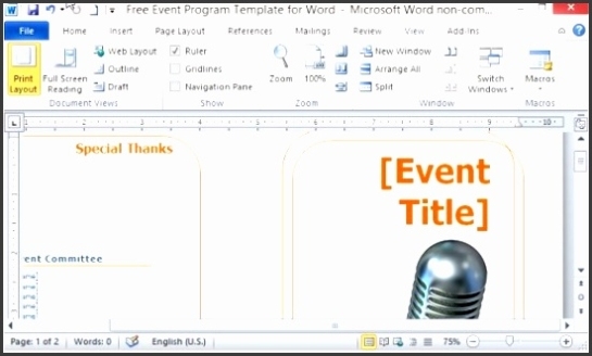 10 Ms Word Event Program Template - Sampletemplatess - Sampletemplatess In Free Event Program Templates Word