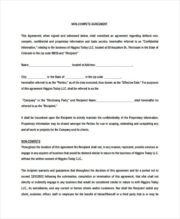 10+ Vendor Non Compete Agreement Templates – Free Sample, Example, Format | Free & Premium Templates With Business Templates Noncompete Agreement