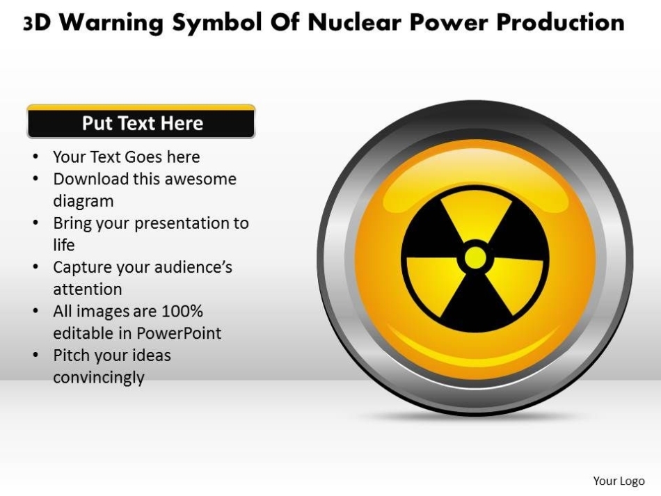 1114 3D Warning Symbol Of Nuclear Power Production Powerpoint Template | Presentation Powerpoint In Nuclear Powerpoint Template