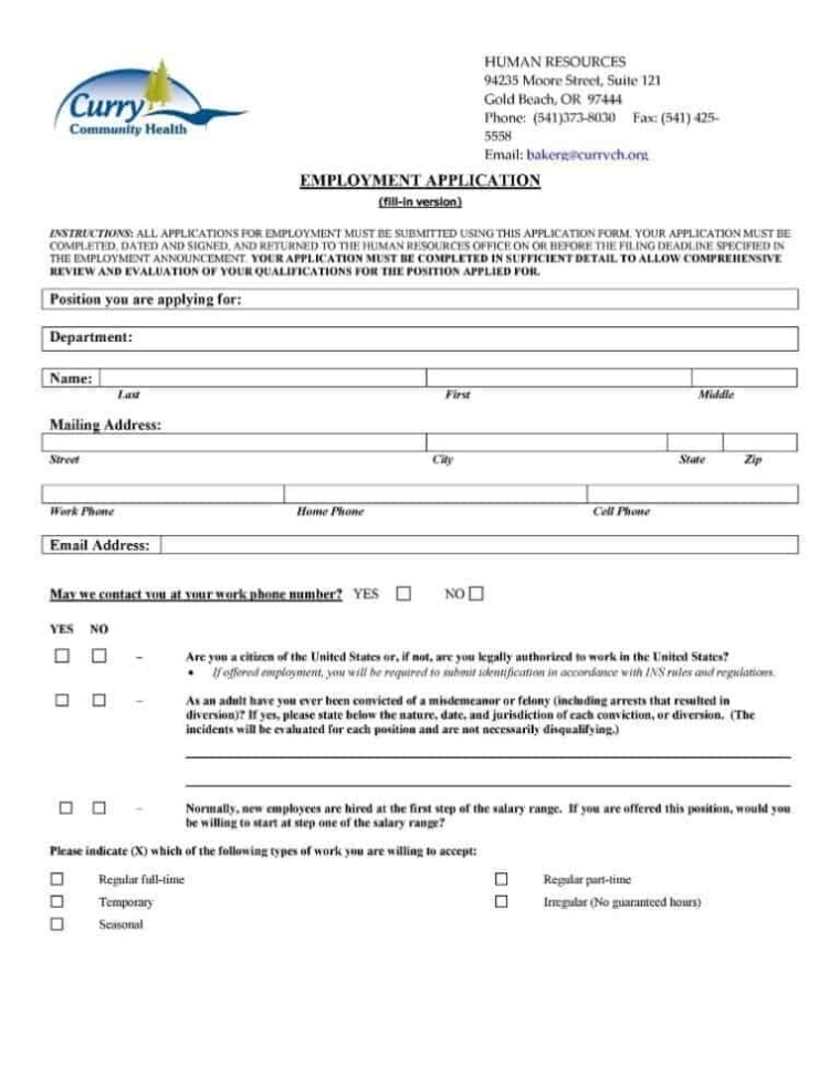 12+ Free Job Application Form Templates – Word Excel Templates With Job Application Template Word Document
