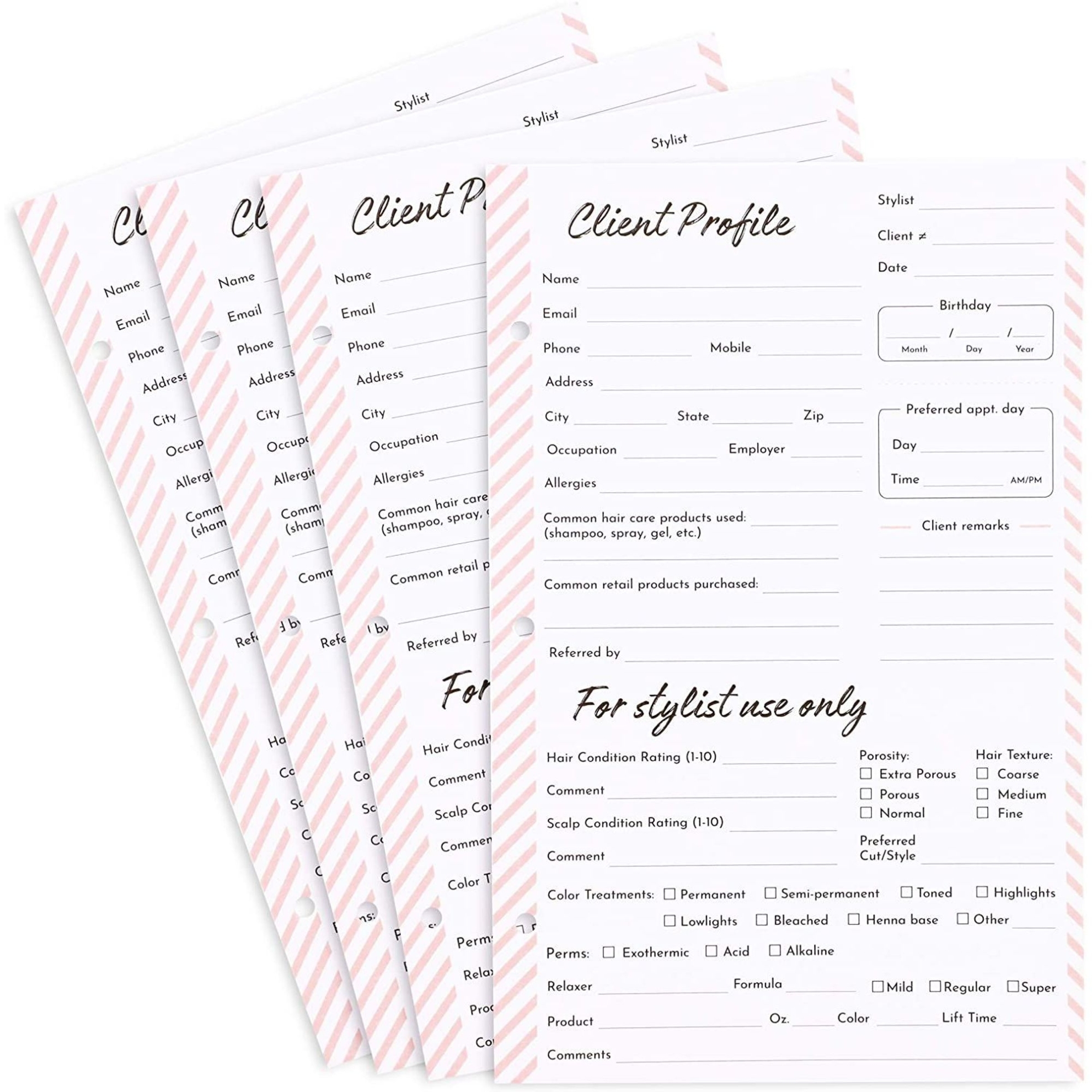 120 Pack Customer Information Cards Client Profile For Stylist, Salon With Customer Information Card Template