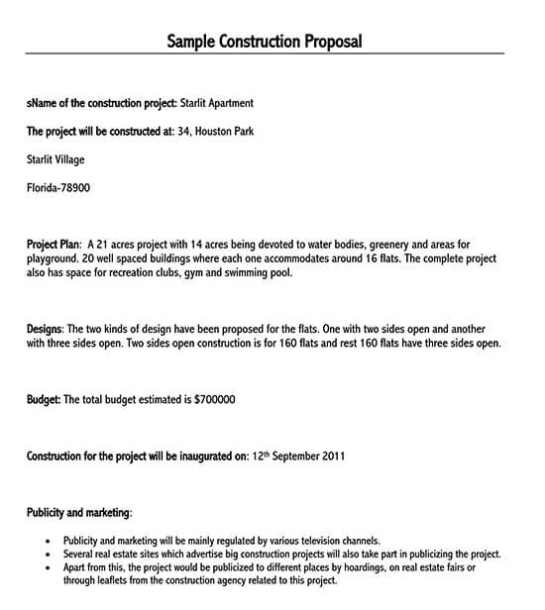 20+ Free Construction Proposal Templates & Examples (How To Write) Throughout Free Construction Proposal Template Word