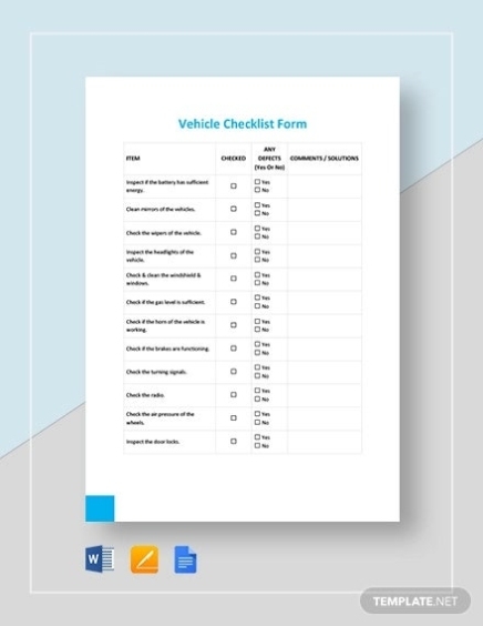 20+ Vehicle Checklist Templates In Word | Free &amp; Premium Templates within Vehicle Checklist Template Word