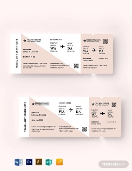 22+ Best Airline Ticket Templates In Ai | Psd | Word | Pages | Publisher | Free & Premium Templates In Plane Ticket Template Word