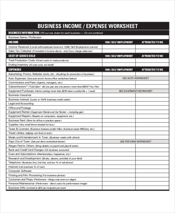 24+ Expense Sheet Sample | Free & Premium Templates With Small Business Expense Sheet Templates