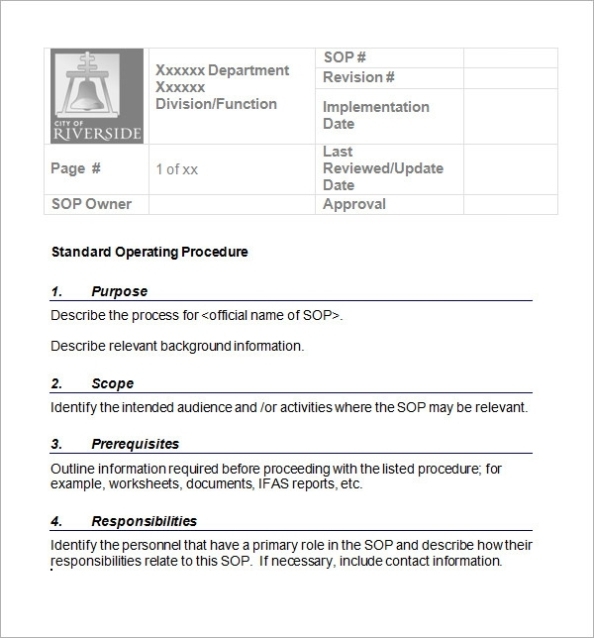 25+ Standard Operating Procedure Template Google Docs | Doctemplates With Free Standard Operating Procedure Template Word 2010