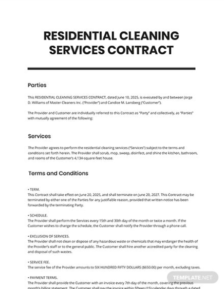 27+ Cleaning Services Contract Templates - Free Downloads | Template with regard to Cleaning Business Contract Template