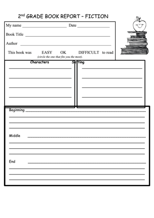 2Nd Grade Book Report – Fiction Printable Pdf Download Intended For Character Report Card Template