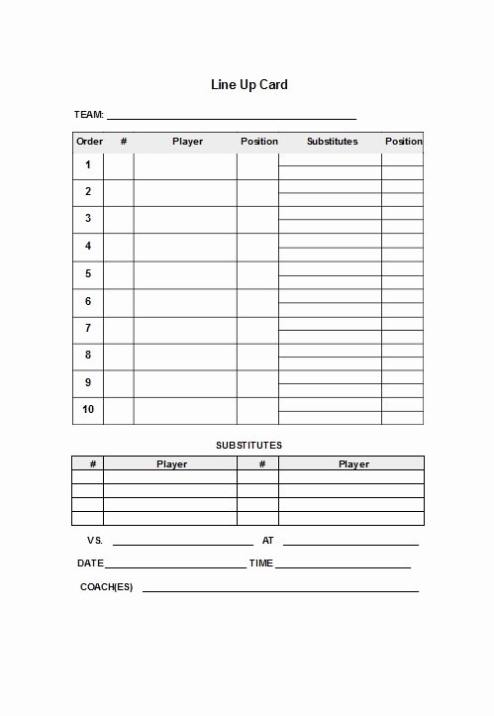 30 Softball Lineup Cards Printable | Example Document Template Pertaining To Softball Lineup Card Template