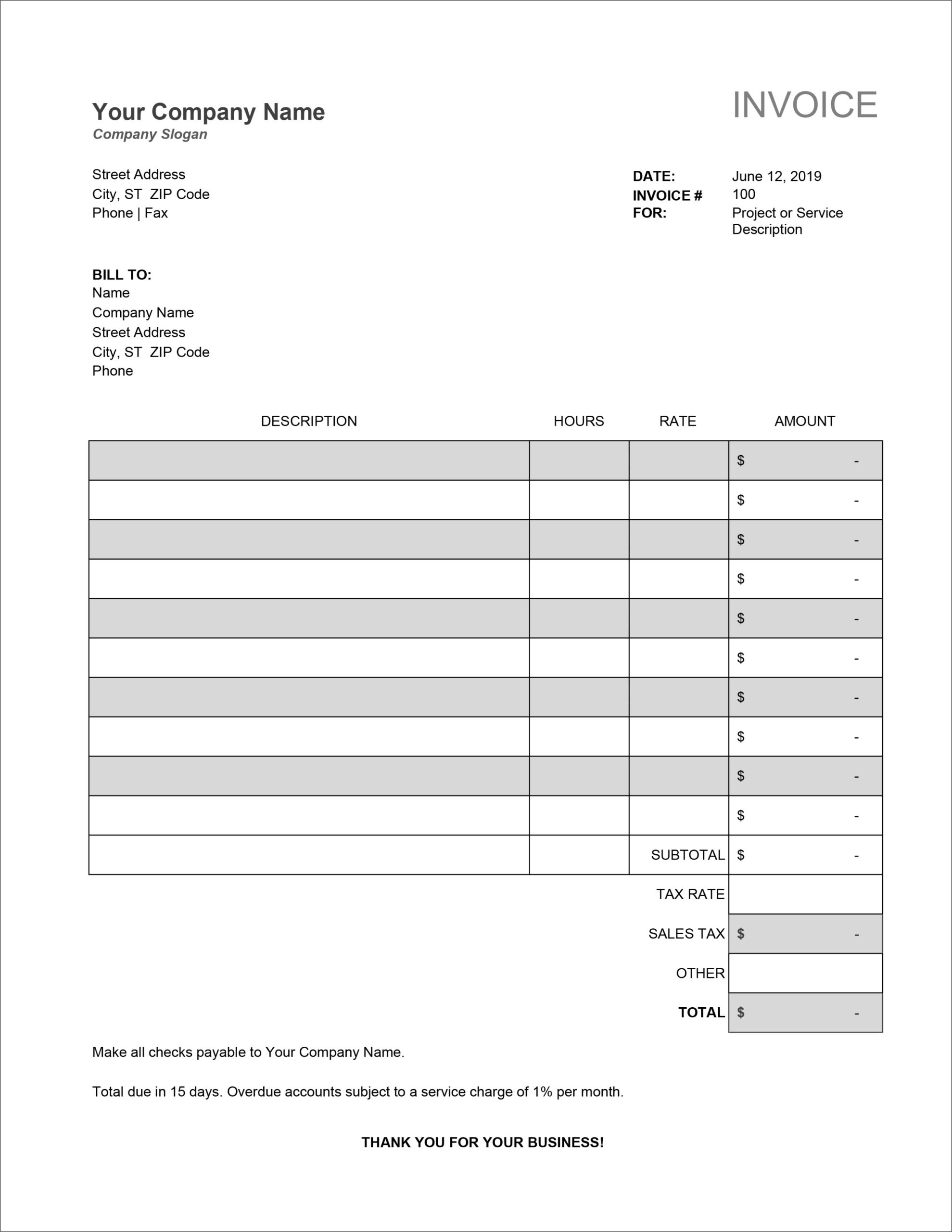 32 Free Invoice Templates In Microsoft Excel And Docx Formats Pertaining To Interest Invoice Template