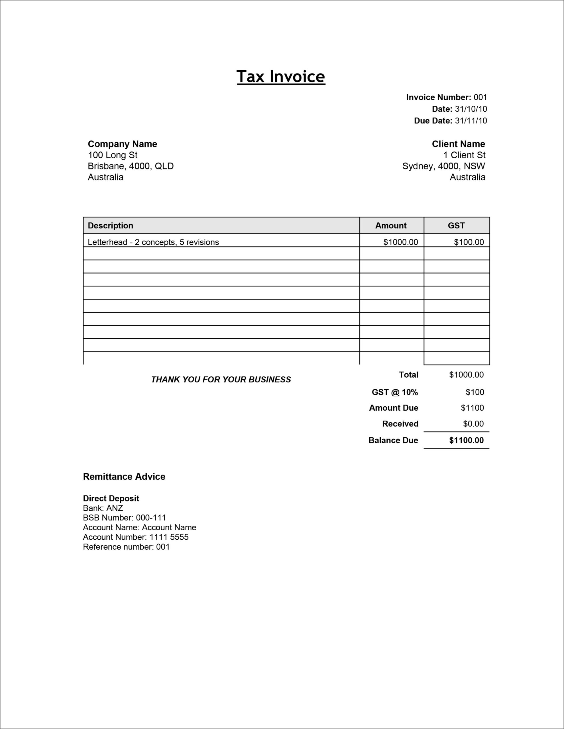32 Free Invoice Templates In Microsoft Excel And Docx Formats Regarding Tax Invoice Template Doc