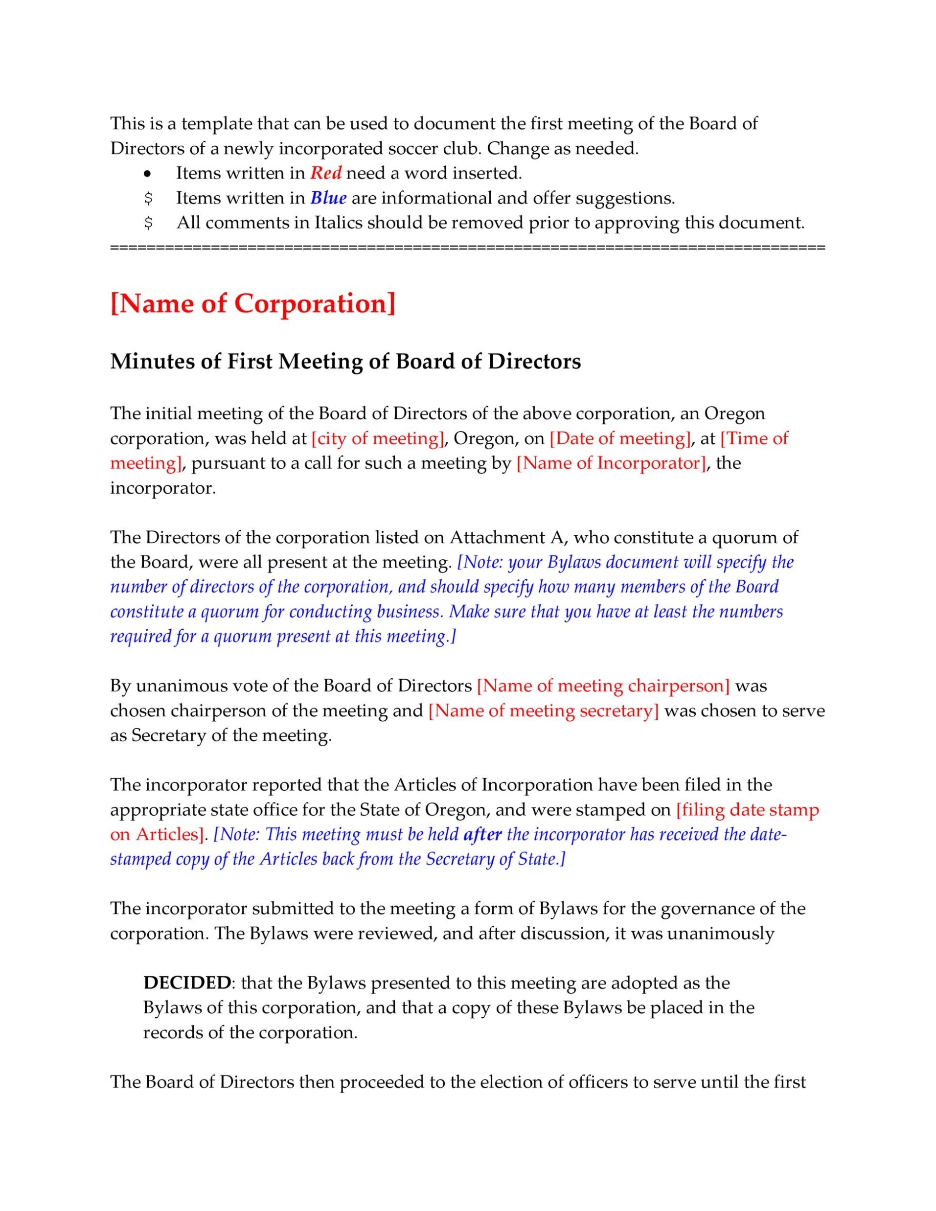 33 Professional Corporate Minutes Templates (Word/Pdf) ᐅ Templatelab Pertaining To Corporate Minutes Template Word