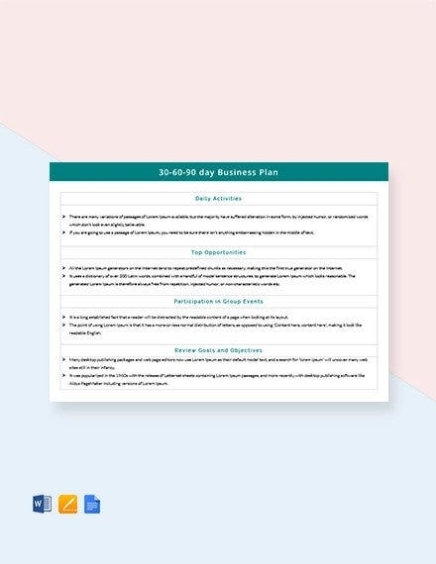37+ 30 60 90 Day Plan Templates - Word, Pages, Pdf, Google Docs | Free & Premium Templates Pertaining To 30 60 90 Day Plan Template Word