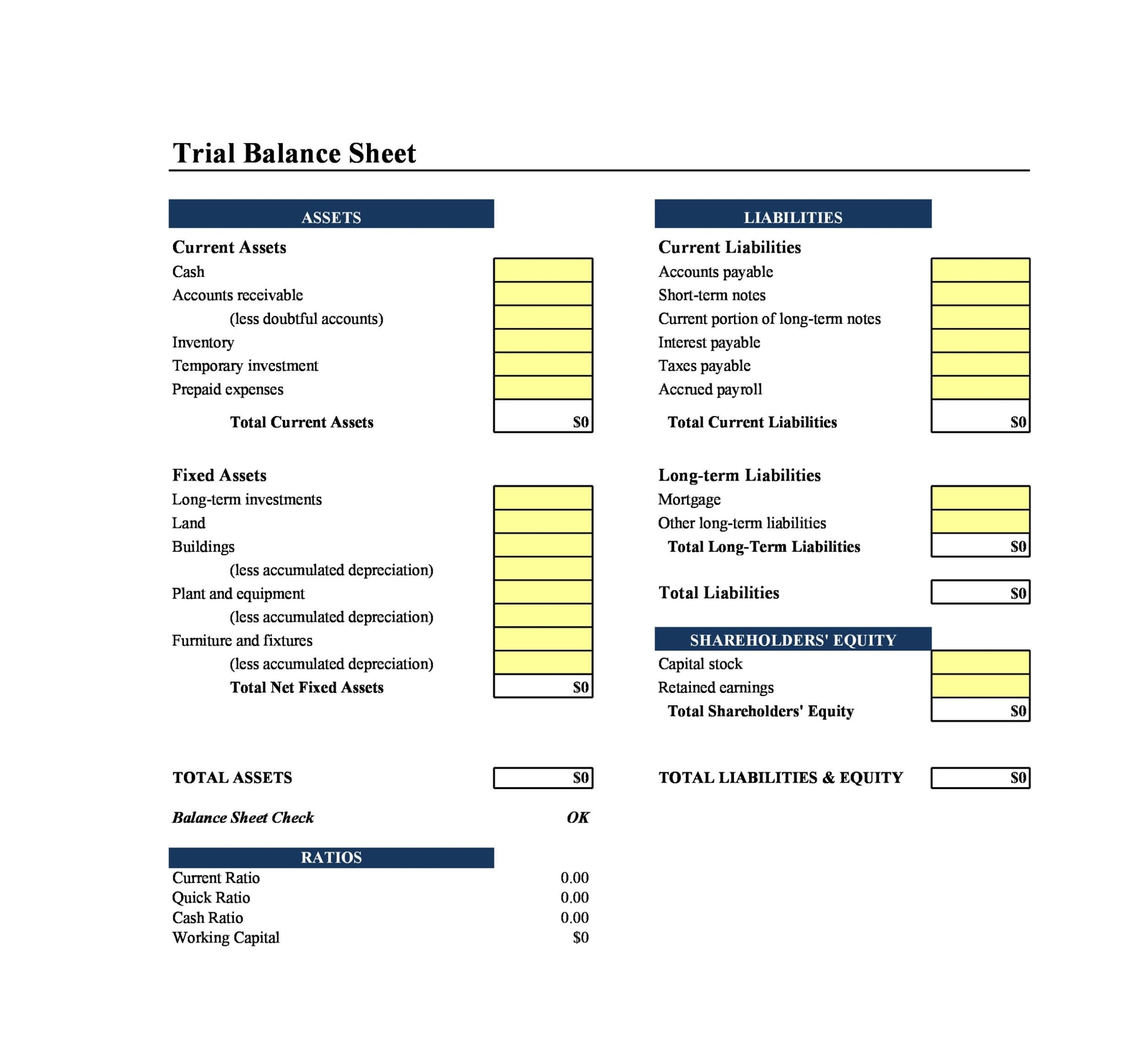 38 Free Balance Sheet Templates & Examples ᐅ Templatelab With Balance Sheet Template For Small Business