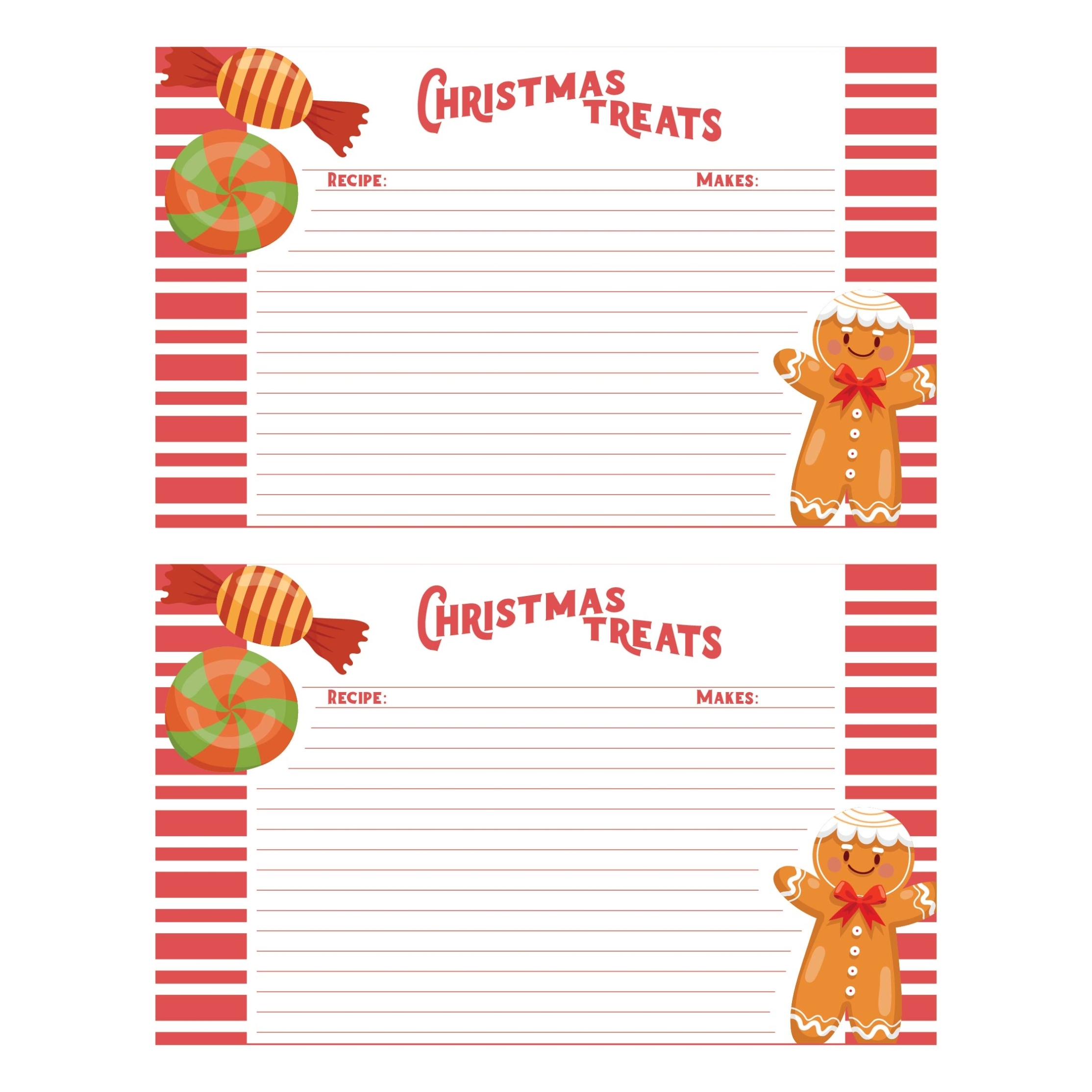 4 Best Free Printable Christmas Recipe Card Template - Printablee In Template For Cards To Print Free