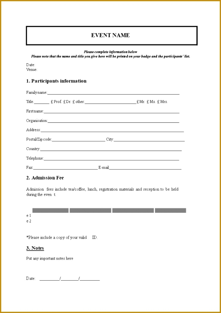 4 Participant Registration Form Template | Fabtemplatez Intended For Registration Form Template Word Free