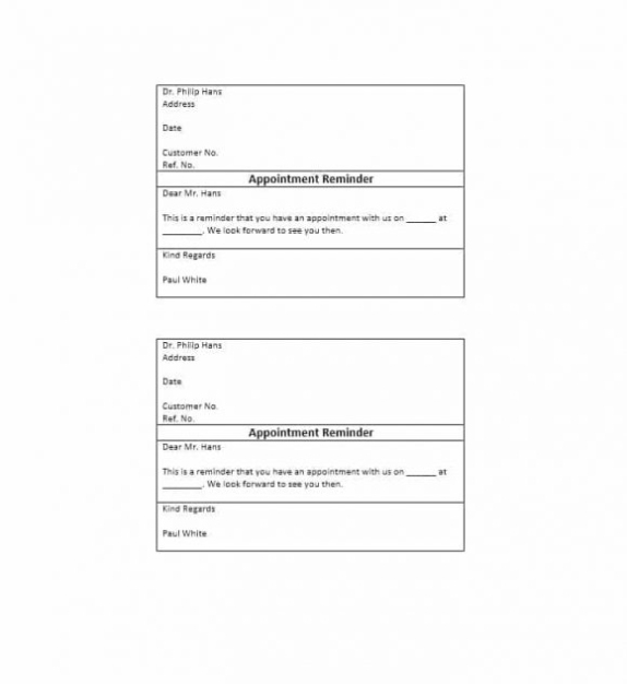 40+ Appointment Cards Templates & Appointment Reminders Regarding Appointment Card Template Word