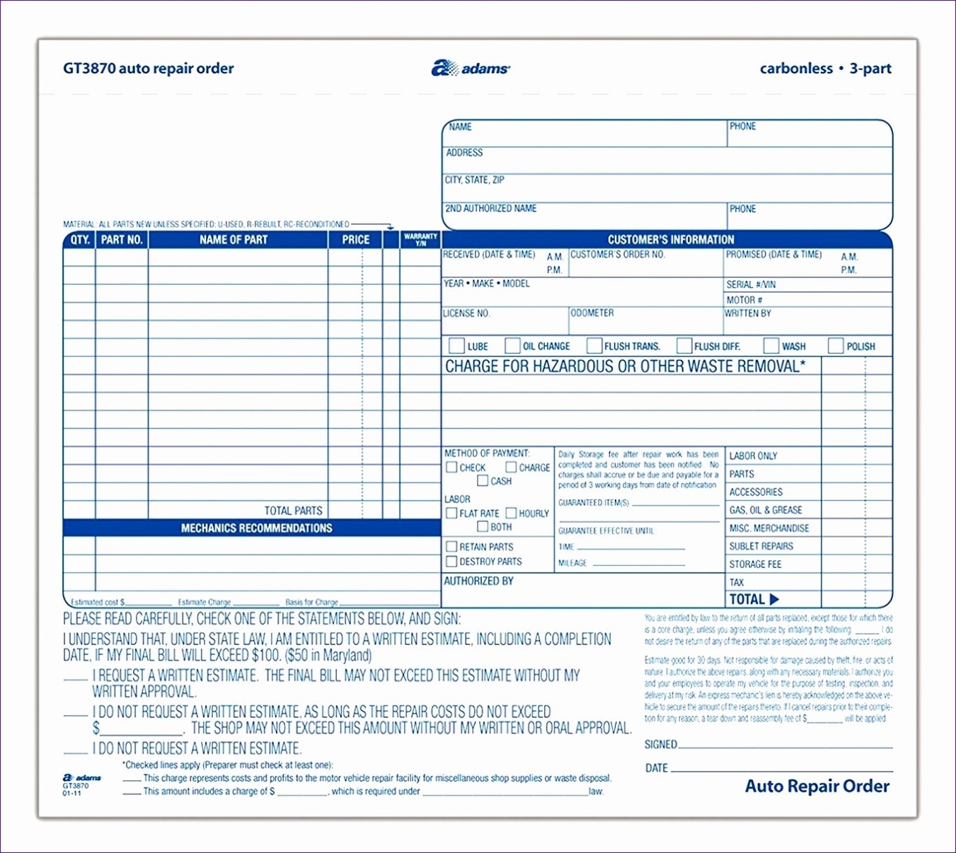 40 Auto Repair Invoice Template Free | Markmeckler Template Design intended for Free Auto Repair Invoice Template Excel