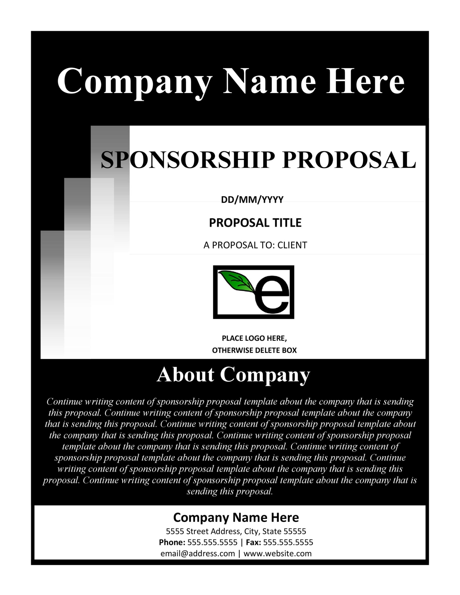 40+ Sponsorship Letter & Sponsorship Proposal Templates Intended For Sponsor Card Template