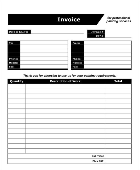 43+ Free Invoice Templates | Free & Premium Templates Regarding Painter Invoice Template