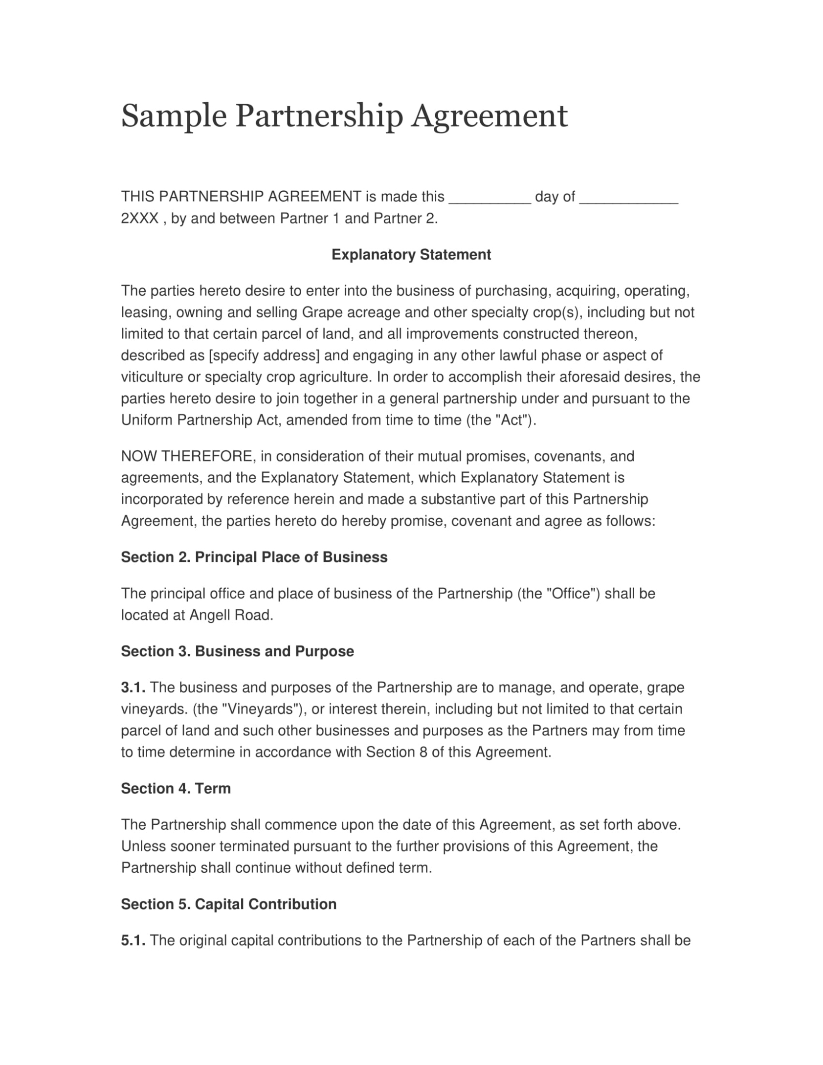43+ Printable Agreement Examples - Pdf, Doc | Examples inside Free Business Partnership Agreement Template Uk