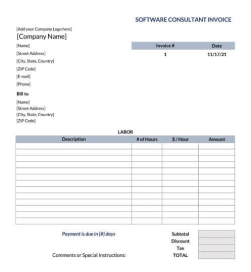 45 Free Consultant Invoice Templates (Word - Excel) Pertaining To Software Consulting Invoice Template