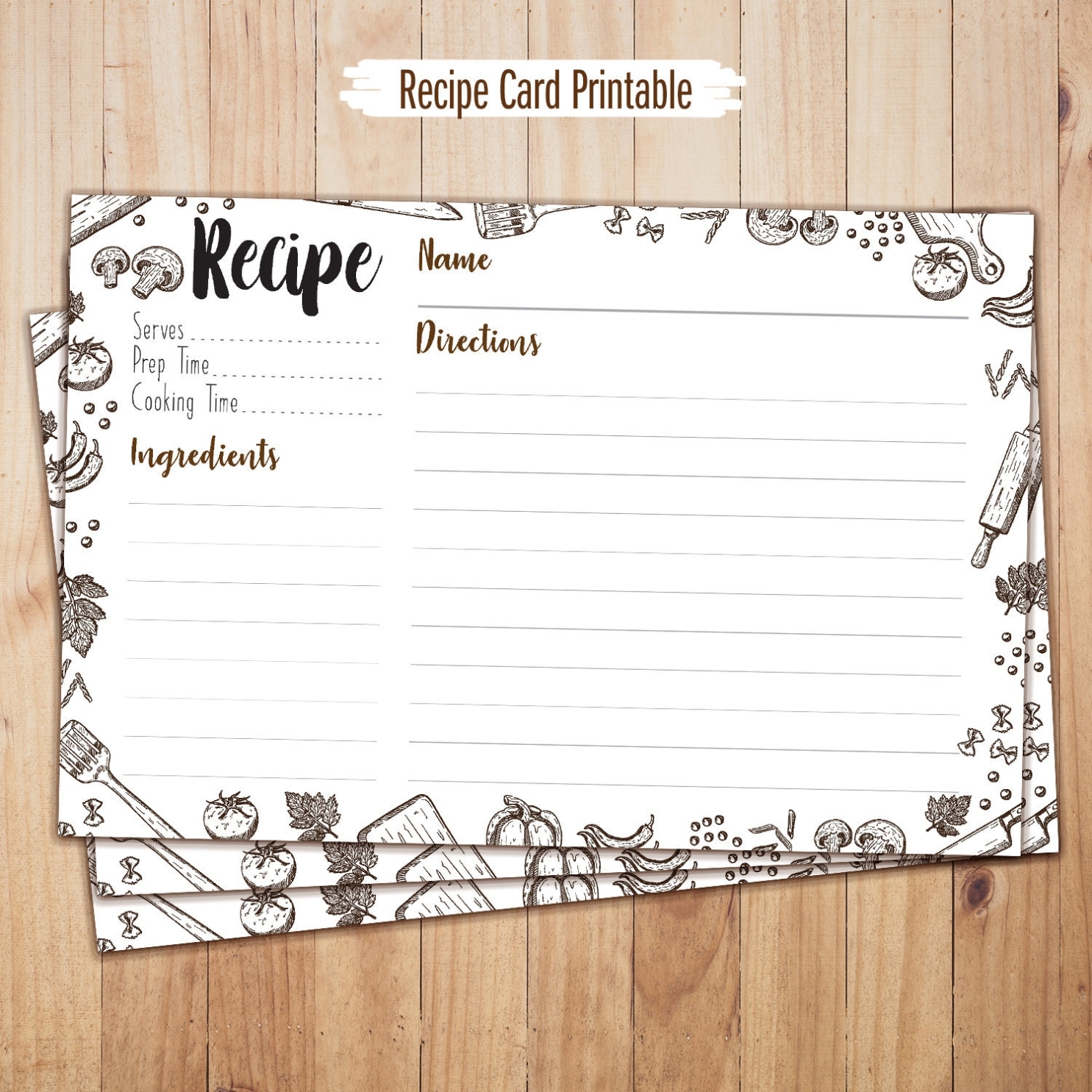 4X6 Recipe Cards / Items Similar To Printable 4X6 Recipe Cards On Etsy Regarding Fillable Recipe Card Template