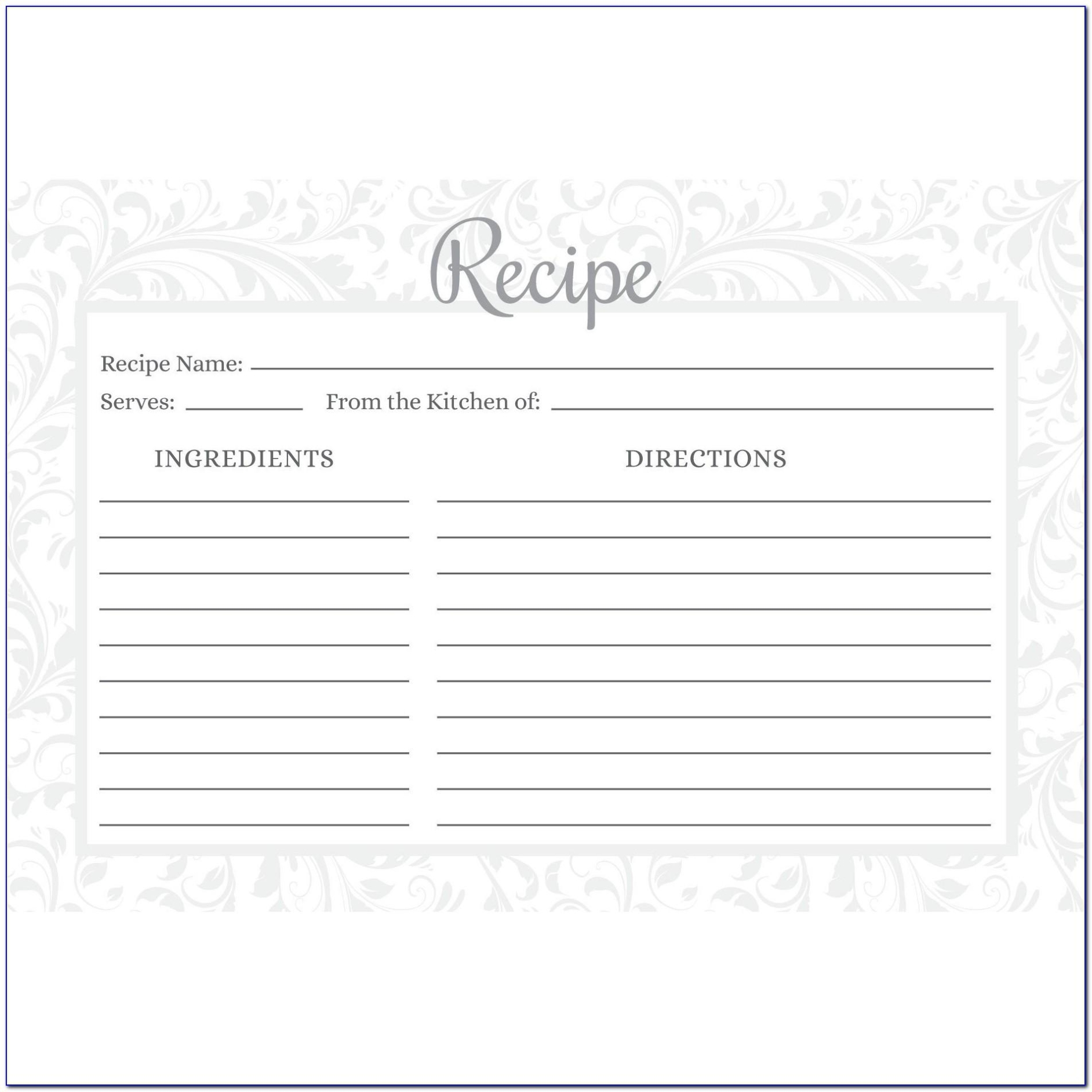 4X6 Recipe Templates For Microsoft Word : Free Recipe Card Template Recipe Cards Template Recipe Inside Microsoft Word Recipe Card Template