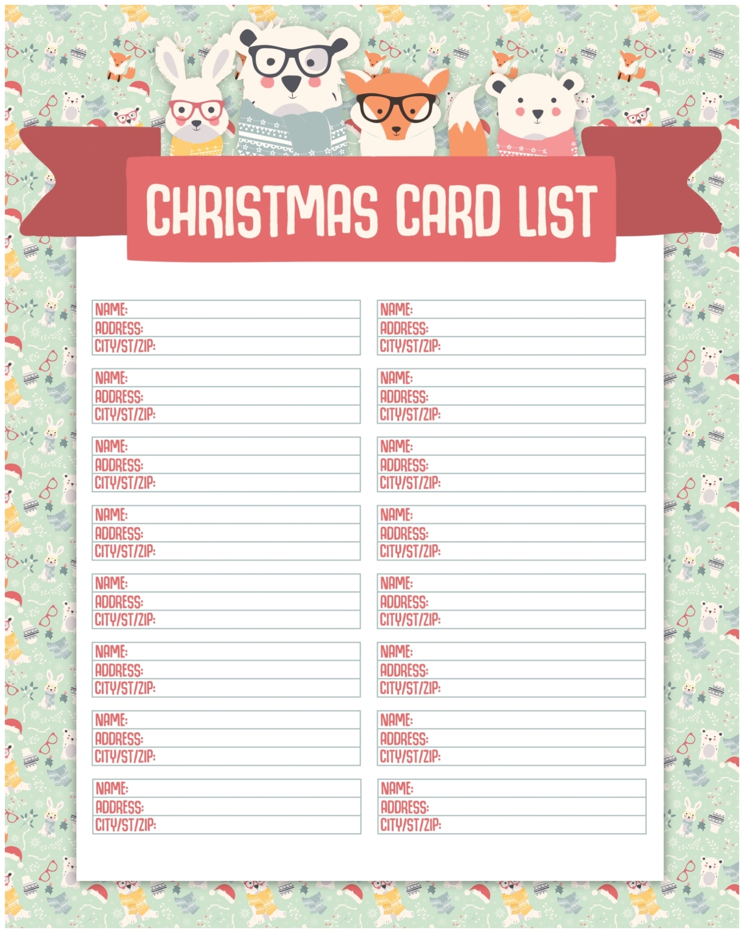 5 Best Free Printable Christmas Organization Lists - Printablee With Christmas Card List Template