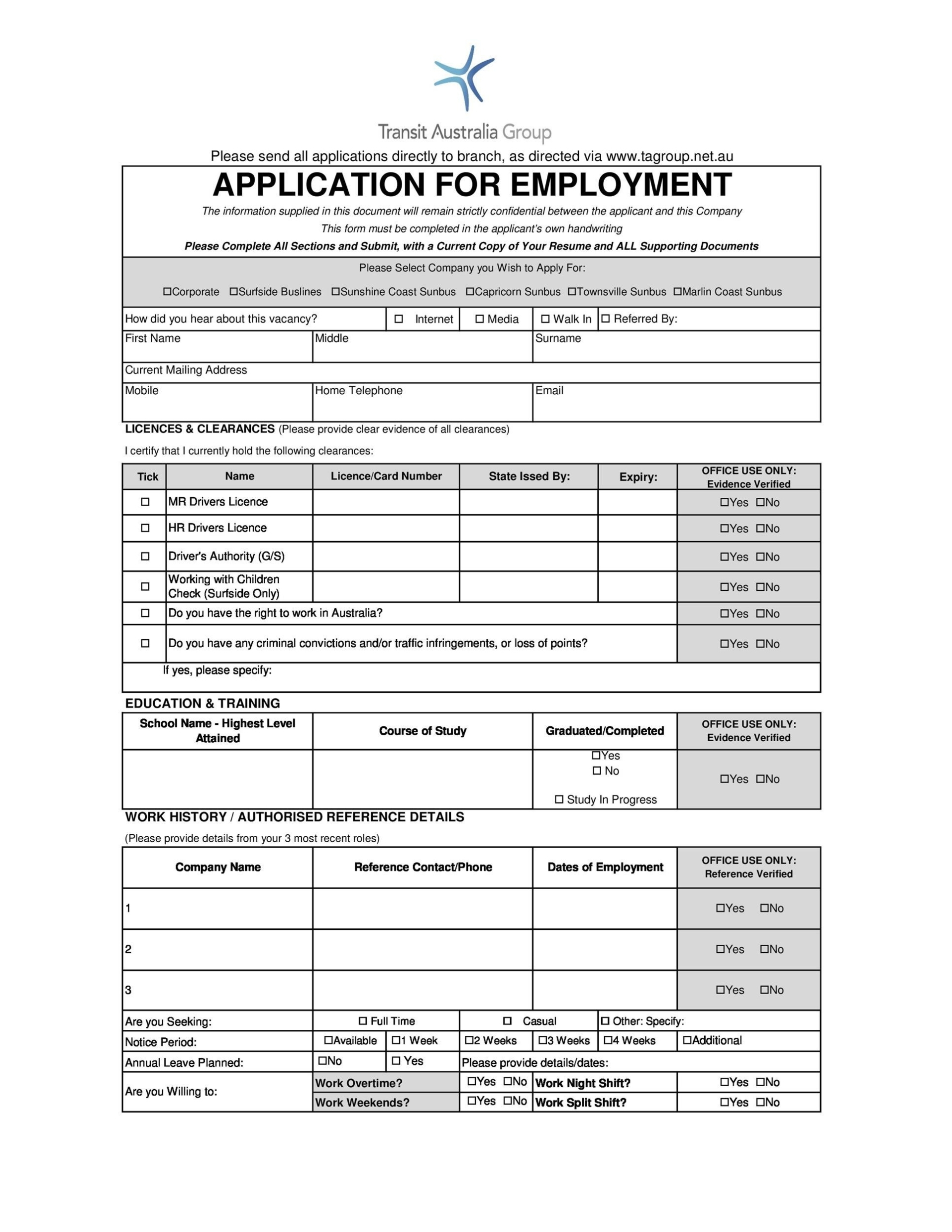 50 Free Employment / Job Application Form Templates [Printable] ᐅ Templatelab Within Job Application Template Word Document