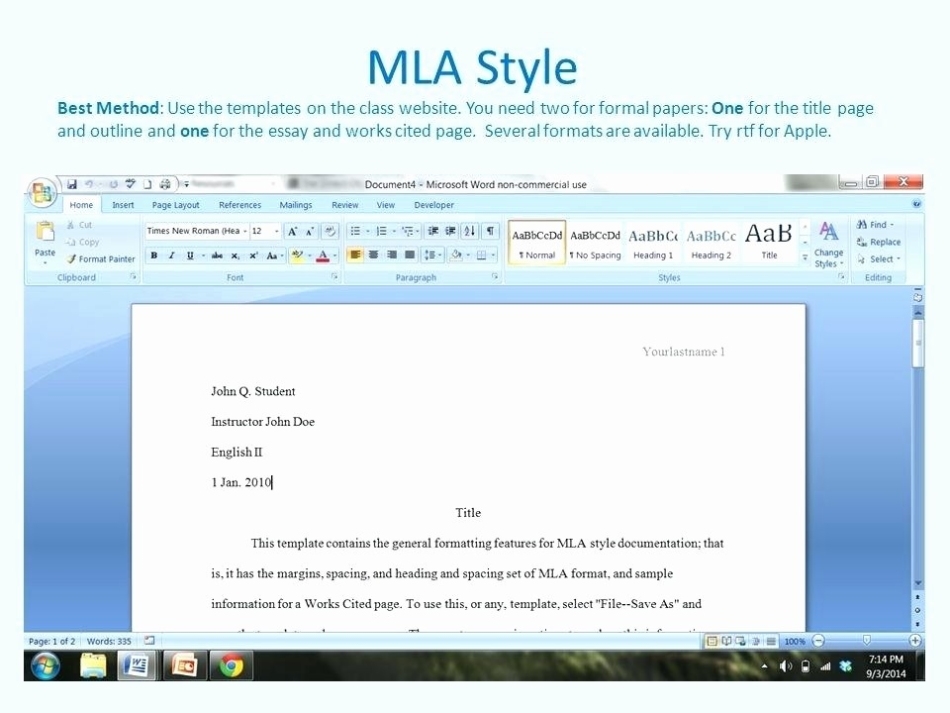 50 Mla Formatting In Word 2010 | Ufreeonline Template for Mla Format Word Template