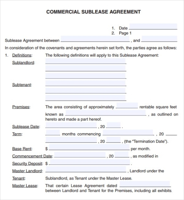 6 Free Commercial Lease Agreement Templates - Excel Pdf Formats With Business Lease Agreement Template Free