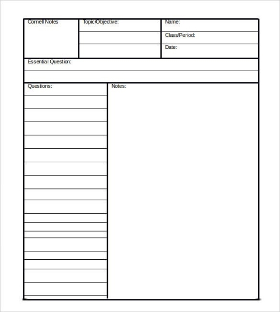 6+ Free Cornell Notes – Free Sample, Example, Format Download | Free & Premium Templates Pertaining To Google Docs Note Card Template