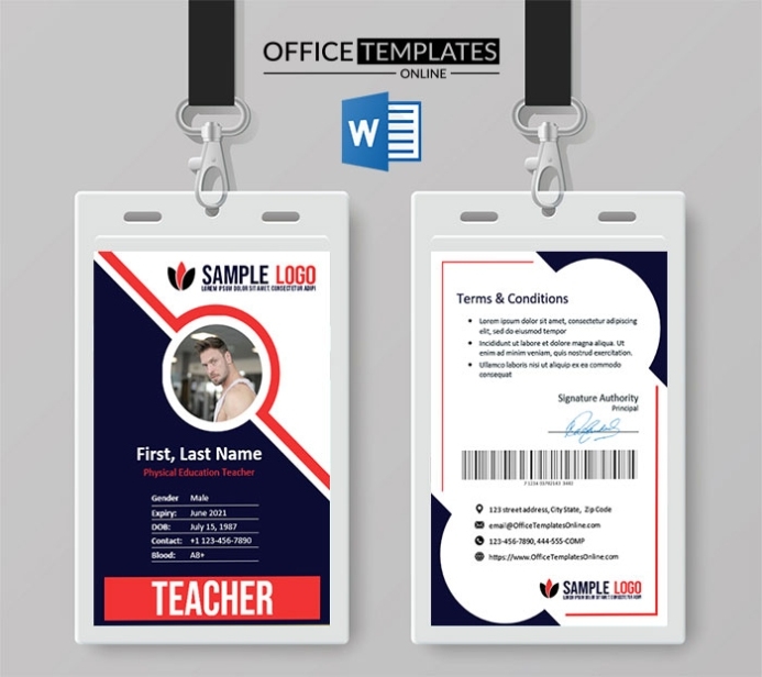 6+ Free Teacher Id Card Designs & Templates For Ms Word For Free Id ...