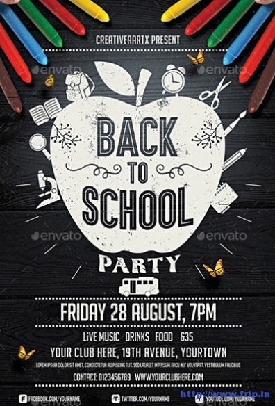 60+ Best Back To School Flyer Print Template 2019 | Frip.in With Back To School Party Flyer Template