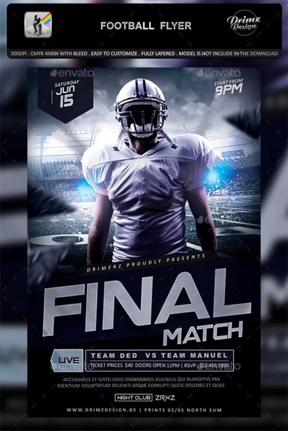 63+ Football Flyer Templates | Free Psd, Ai, Word(Doc), Indesign Formats Inside Sports Flyer Template Free
