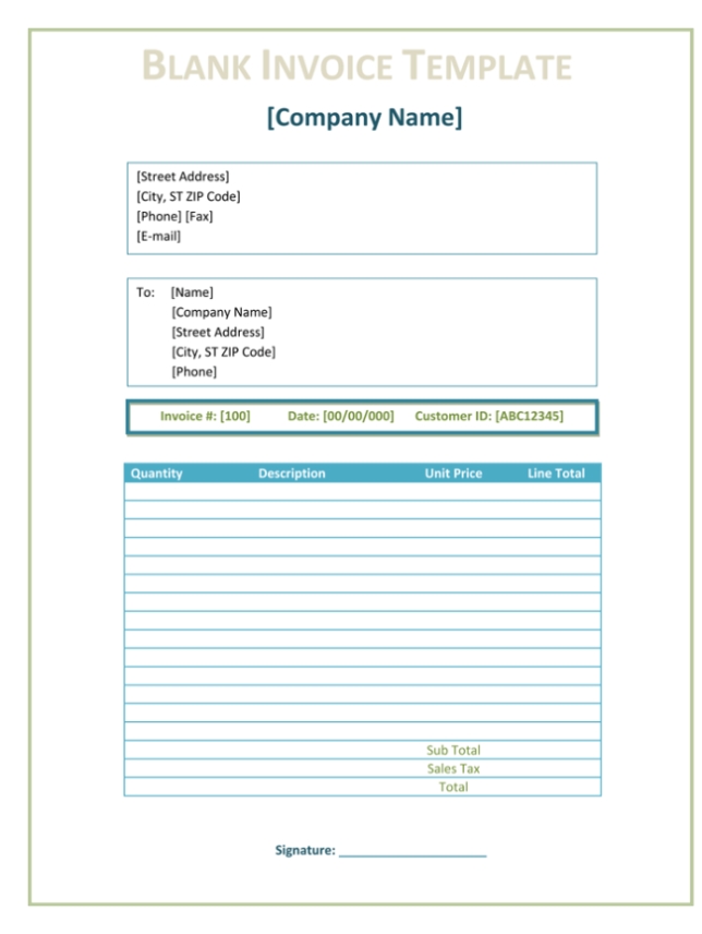 7+ Free Blank Invoice Templates (Excel | Word) Make Quick Invoices Pertaining To Generic Invoice Template Word
