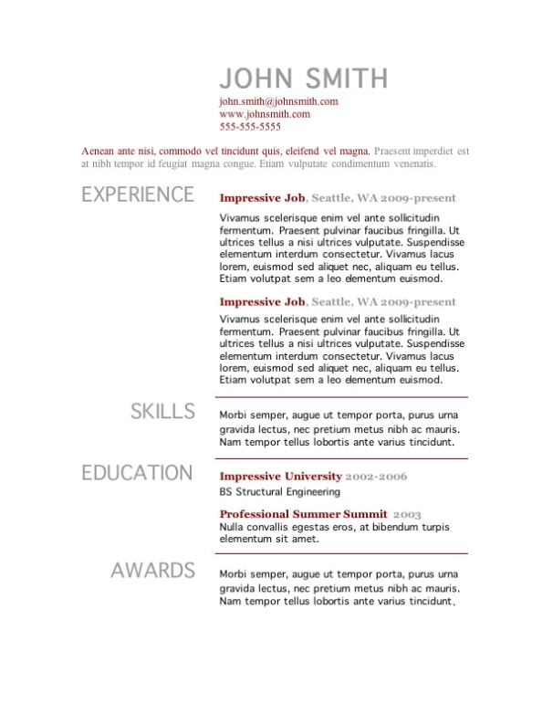 7 Free Resume Templates In Resume Templates Word 2013