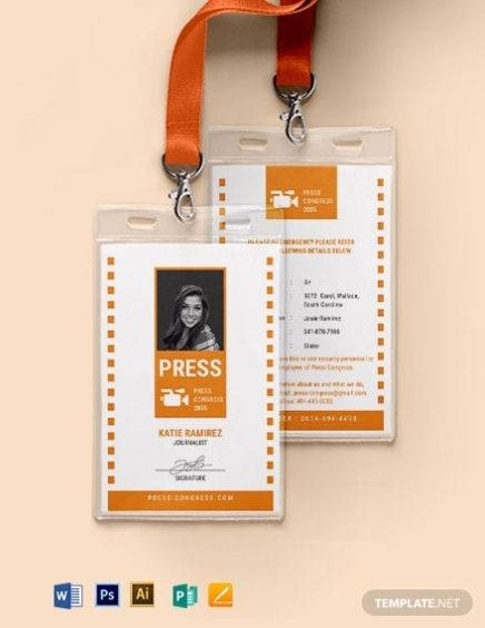 7+ Press Id Card Templates – Free Downloads | Template With Media Id Card Templates