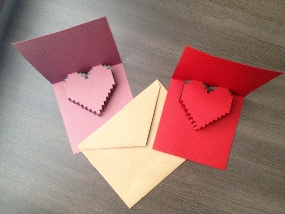 8 Bit Pixel Art Pop Up Valentine Card For Pixel Heart Pop Up Card Template