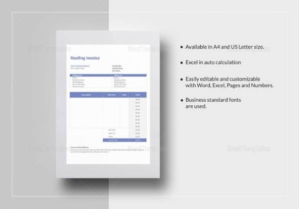 8+ Roofing Invoice Templates | Sample Templates In Roofing Invoice Template Free