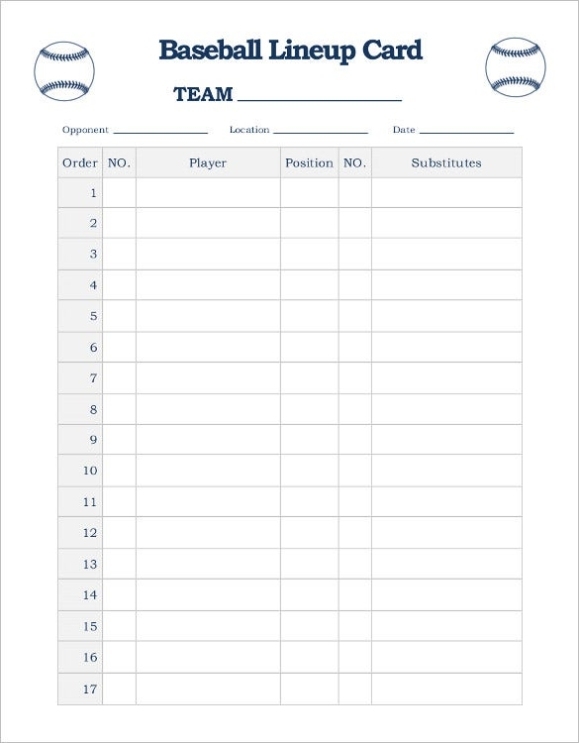 9+ Baseball Line Up Card Templates – Doc, Pdf, Psd, Eps Throughout Dugout Lineup Card Template