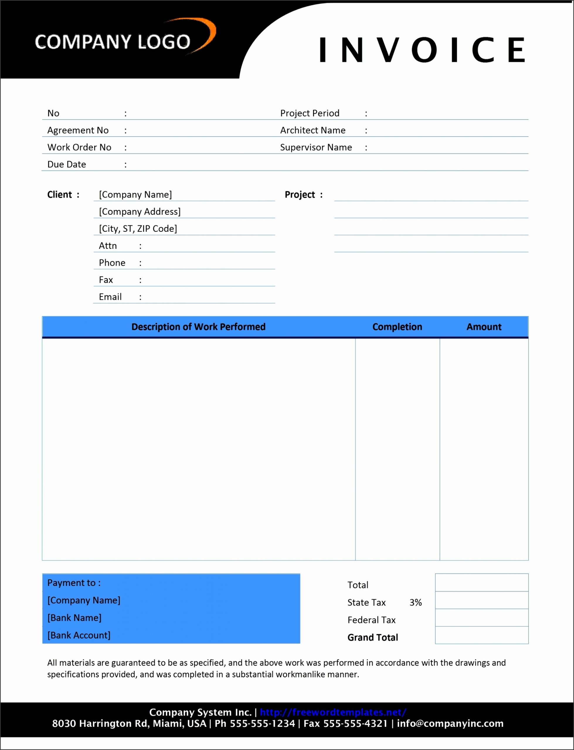 9 Contractor Invoice Template In Editable Form – Sampletemplatess In Free Sample Invoice Template Word