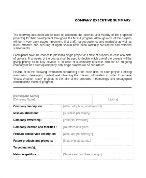 9+ Executive Summary Examples In Word | Pdf | Google Docs | Pages | Free & Premium Templates Inside Executive Summary Of A Business Plan Template